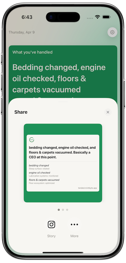 Tended sharing card — corporate announcement style
